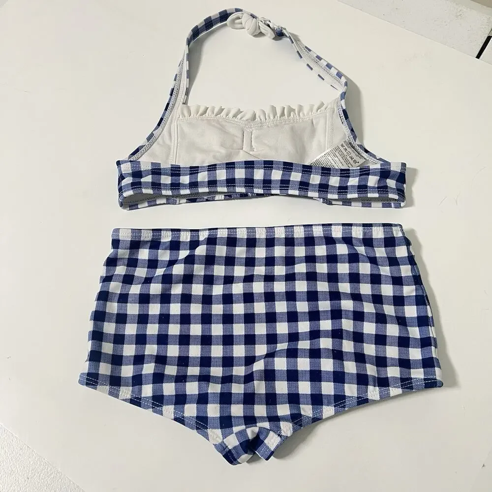 Janie & Jack Gingham Two Piece Swimsuit Size 8 Blue White